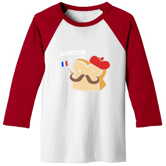 France French Humor Foodie Bonjour French Bread Baseball Tees