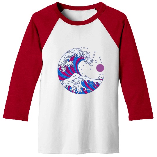 Circular Japanese Bi Wave. Bisexual Pride. Baseball Tees