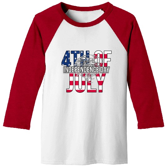 US Happy Independence Day 4th July Flag Eagle Baseball Tees