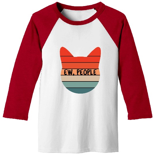 Ew People Cat Retro Sunset Colors Baseball Tees
