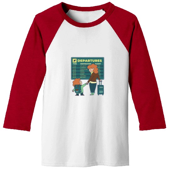 Airport Departures Flight Mom and Son traveling Ai Baseball Tees
