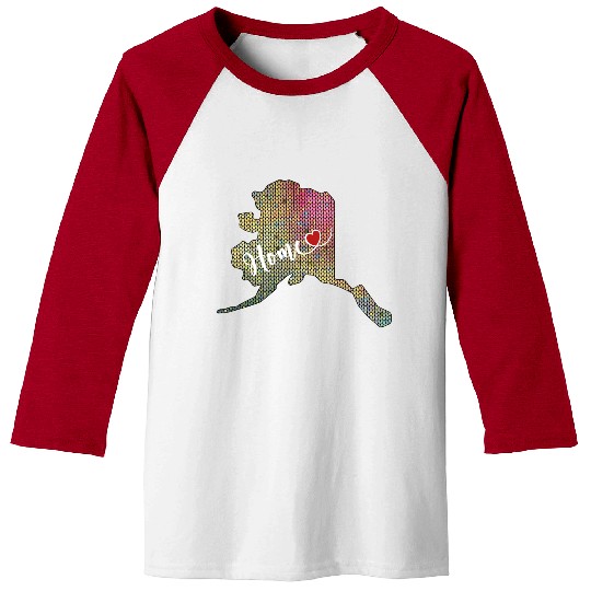 My Home is Alaska Pink and Yellow Knit Print Baseball Tees