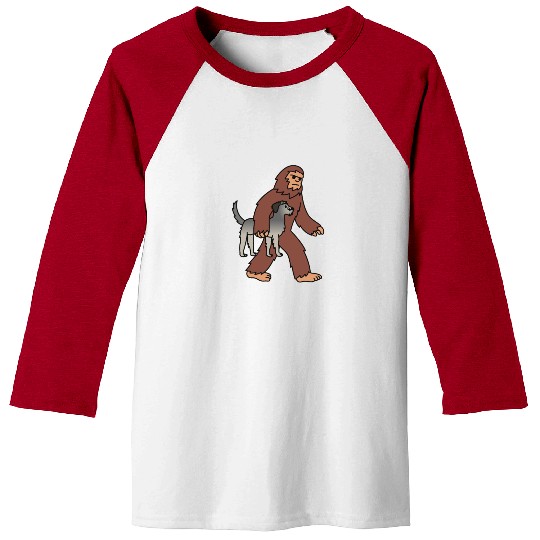 Bigfoot Sasquatch Walking Irish Wolfhound Baseball Tees