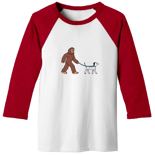 Bigfoot Sasquatch Walking Dalmatian Baseball Tees