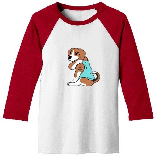 I Love Mom Tattoo Beagle Baseball Tees