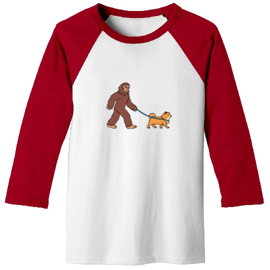 Bigfoot Sasquatch Walking Pomeranian Baseball Tees
