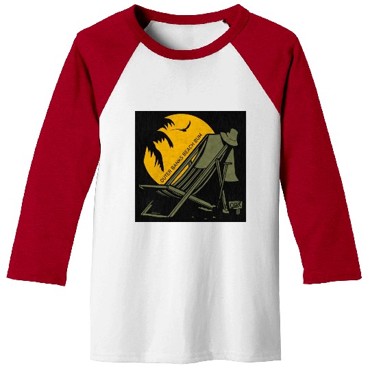 OBX Beach B OBX Army Green Black Vintage Baseball Tees