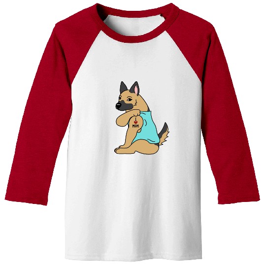 I Love Mom Tattoo German Shepherd Baseball Tees