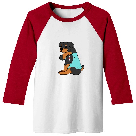 I Love Mom Tattoo Rottweiler Baseball Tees