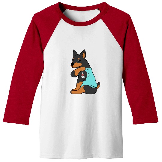 I Love Mom Tattoo Miniature Pinscher Baseball Tees