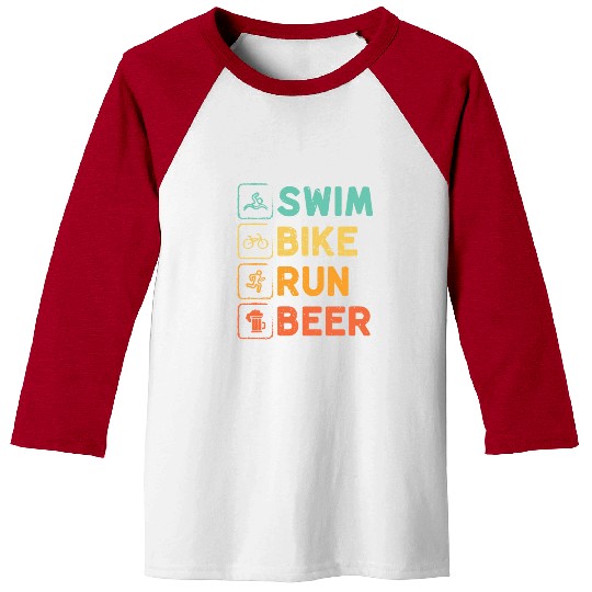 Swim Bike Run Beer Triathlon Athlete Swim Run Bike Baseball Tees