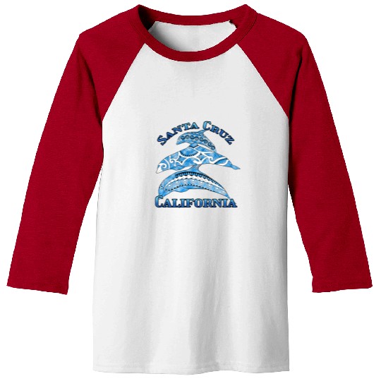 Santa Cruz California Vacation Tribal Dolphins Baseball Tees
