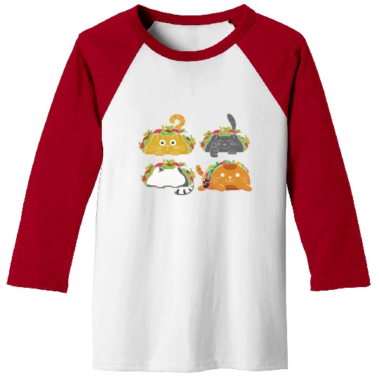 Cute Taco Cats Mexican Taco Lover Baseball Tees