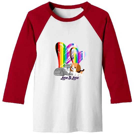 Love Is Love Cat & Dog - LGBTQ+ Pet Owner Baseball Tees