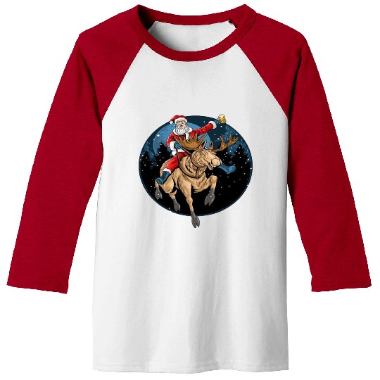 Santa Claus Ride Deer Baseball Tees
