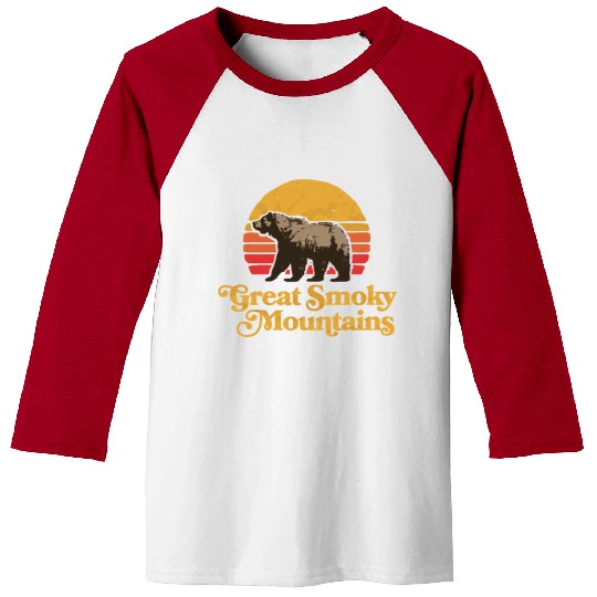 Retro Great Smoky Mountains Park Bear Baseball Tees