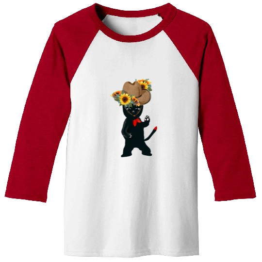 Black Cat With SunFlowers, Gifts For Kitten Lovers Baseball Tees