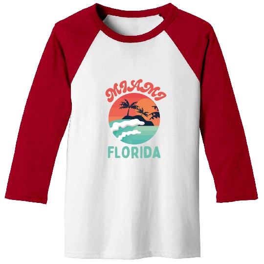 Vintage Miami Beach Florida Beach Tropical Summer Baseball Tees