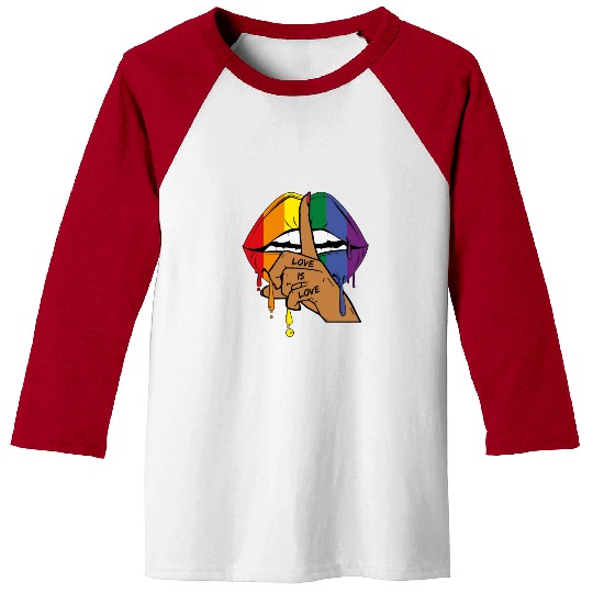 LGBT Love is Love Rainbow Lips Gay Lesbian Pride Baseball Tees
