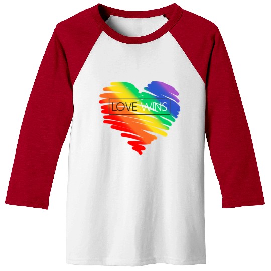 LGBT Rainbow Heart Love Wins Gay Lesbian Trans Bi Baseball Tees