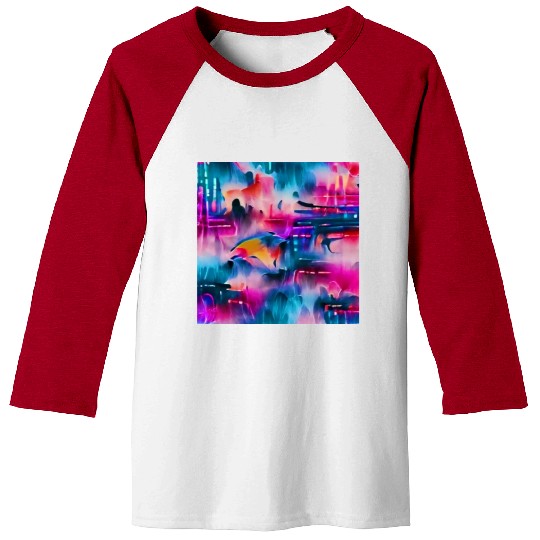Abstract watercolor pattern in retro neon colors Baseball Tees