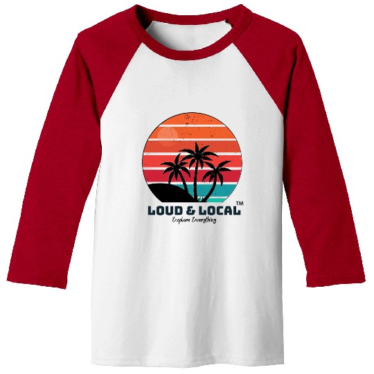 Loud & Local Sunset Beach Summer Designs Baseball Tees