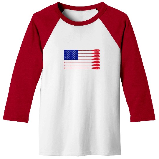 Cool Distressed American Flag Rowing Oar Funny Baseball Tees