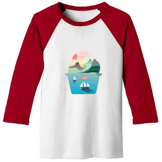 Ice Cream Summer Ocean Wanderlust Sailing Sunset Baseball Tees