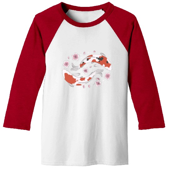 Japanese Koi Fish and Cherry Blossom Baseball Tees