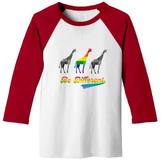 Colorful Giraffe LGBTQ Gay Pride Rainbow Flag Baseball Tees