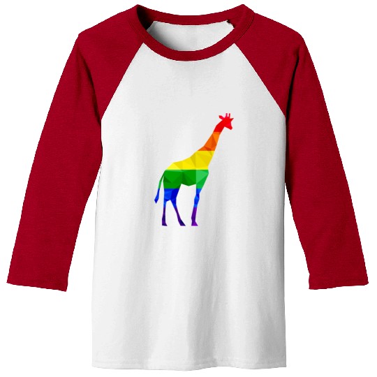 Colorful Giraffe LGBTQ Rainbow Flag Gay Pride Baseball Tees