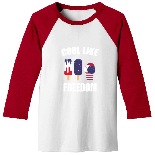 US Flag Ice Cream Patriotic Popsicles 4th of July Baseball Tees
