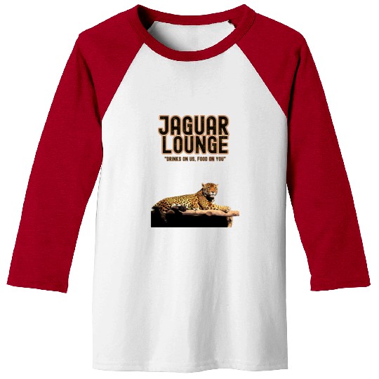 JAGUAR LOUNGE "Drinks On Us, Food On You" FUNNY Baseball Tees