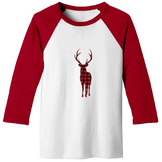 Buffalo Check Woodland Deer In Red Plaid Baseball Tees