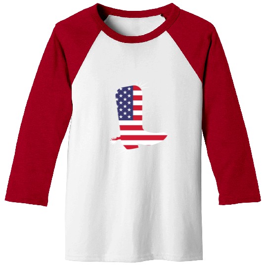 American Flag Cowboy Boot Stars And Stripes Baseball Tees