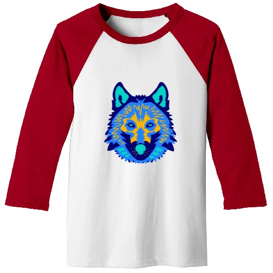 blue wolf face Baseball Tees