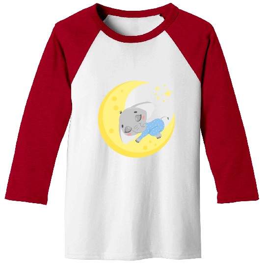 cute elephant sleeping in the moon Baseball Tees