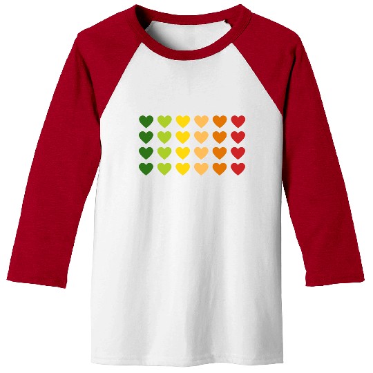 Hearts - Autumn Gradient, Green to Red Baseball Tees