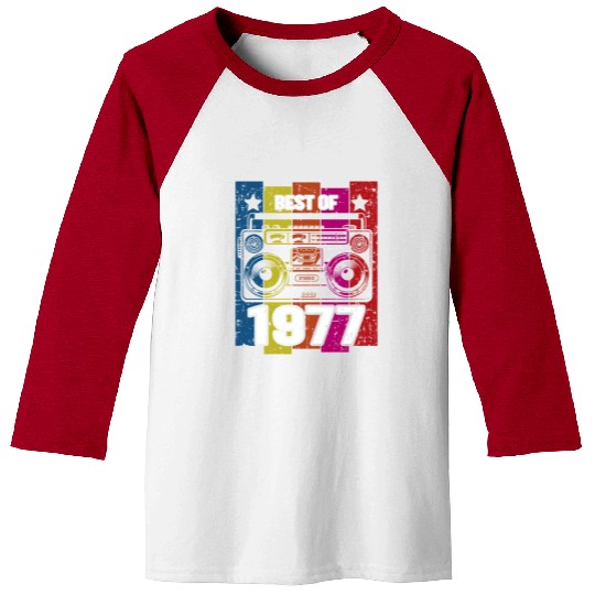 Best of 1977 Stereo Radio Cassette Player Birthday Baseball Tees