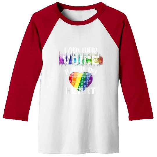 Autism Teacher I Am Their Voice They Are My Heart Baseball Tees