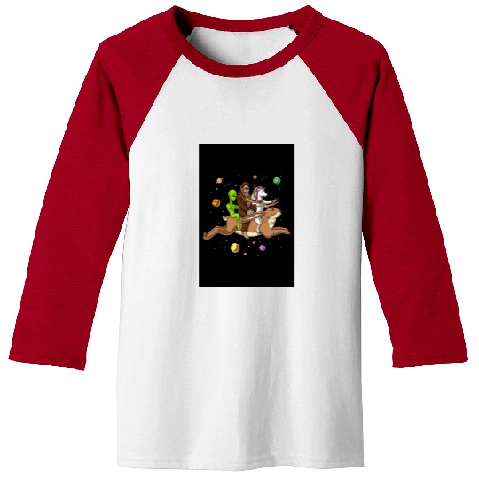 Alien Bigfoot Unicorn Riding Jackalope Baseball Tees