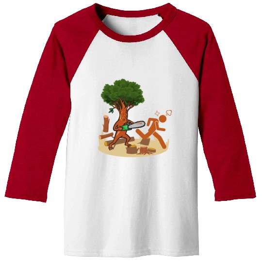 Tree vs Lumberjack Unisex Mens Baseball Tees Funny Humor