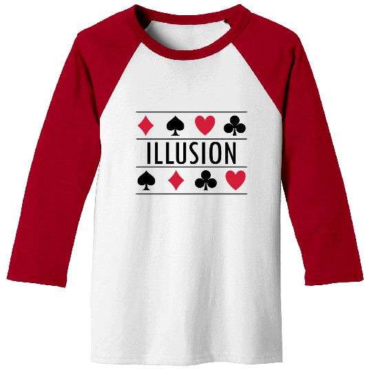 Illusion with card symbols spell magic poker Baseball Tees