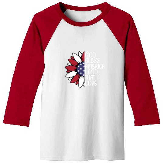 God Bless America Sunflower God Bless USA Baseball Tees
