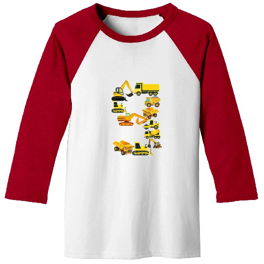 Construction Vehicles Trucks For 9 Year Old Boys Baseball Tees