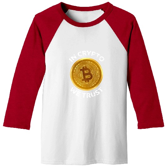 In Crypto We Trust Large Bitcoin Coin Design Tradi Baseball Tees