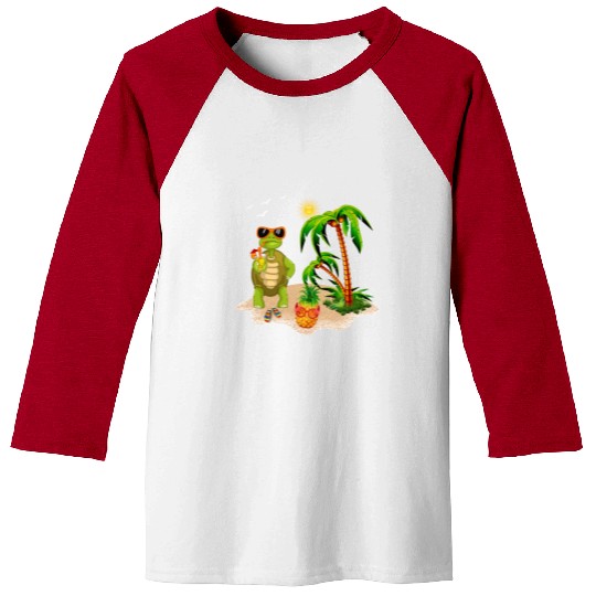 Summer Turtle With Pineapple Baseball Tees