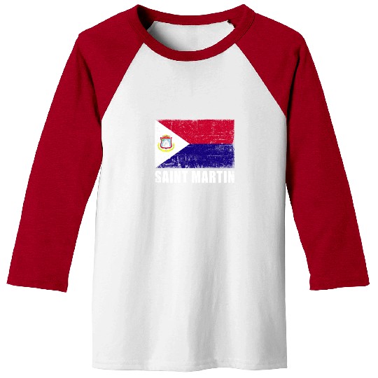 Saint Martin Flag Grunge Country Flag Saint Martin Baseball Tees