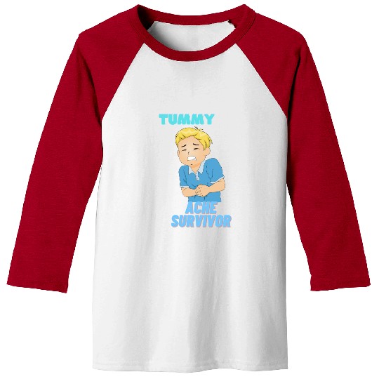 Tummy Ache Survivor Funny Back To School Baseball Tees