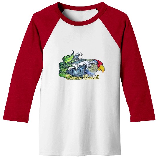 Ocean beach parrot Baseball Tees